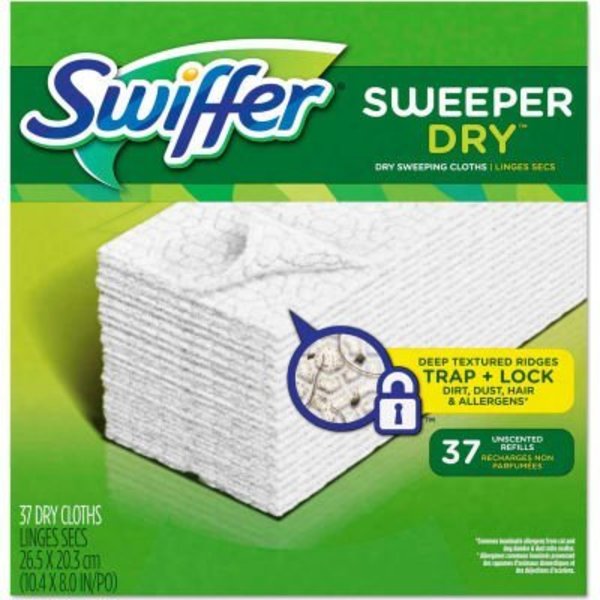 Procter & Gamble Swiffer Dry Refill Cloths 10-2/5in x 8in - White, 37/Box, 4 Box/Carton - 82822CT